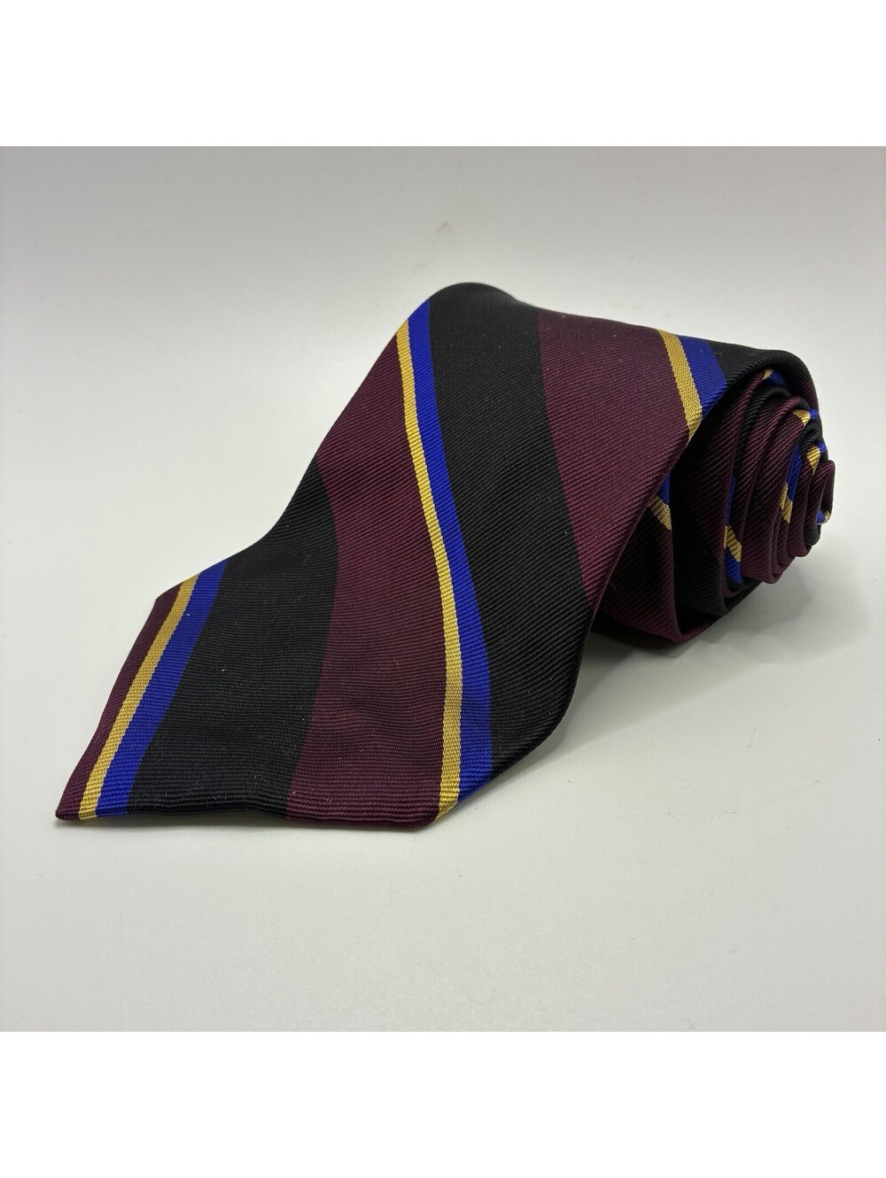 Robert Talbott Vintage Silk Repp Stripe Tie Made-in-USA Red Blue Gold Culwell
